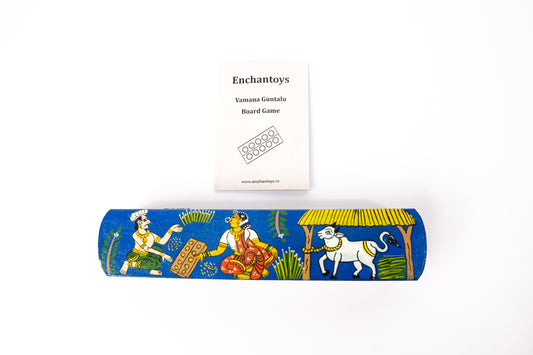 Buy Vamanaguntalu Board – Handcrafted Cheriyal Art (Blue) Online On Enchantoys