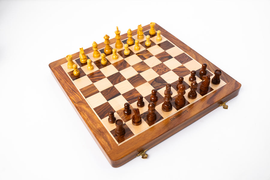 Buy Magnetic Wooden Chess Set – Luxe Folding Board with Drawers Online On Enchantoys