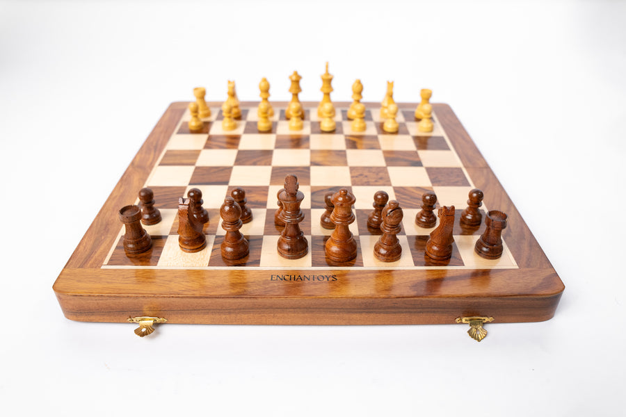 Buy Magnetic Wooden Chess Set – Luxe Folding Board with Drawers Online On Enchantoys