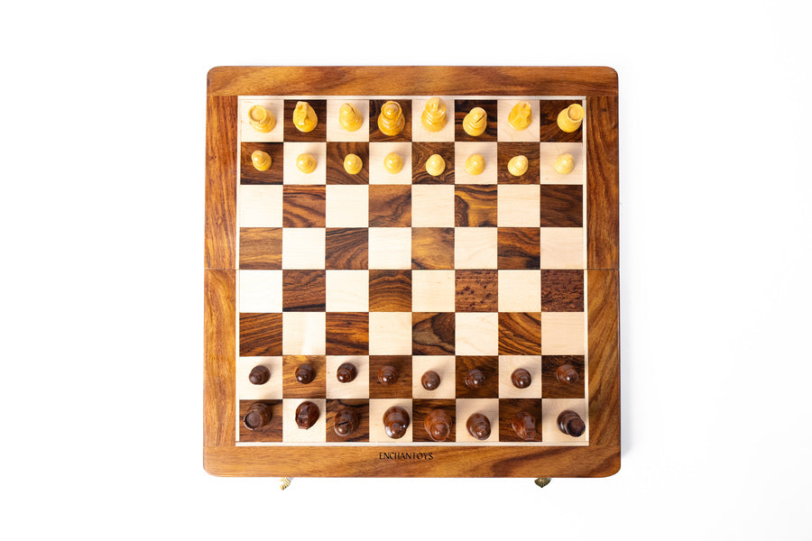 Buy Magnetic Wooden Chess Set – Luxe Folding Board with Drawers Online On Enchantoys