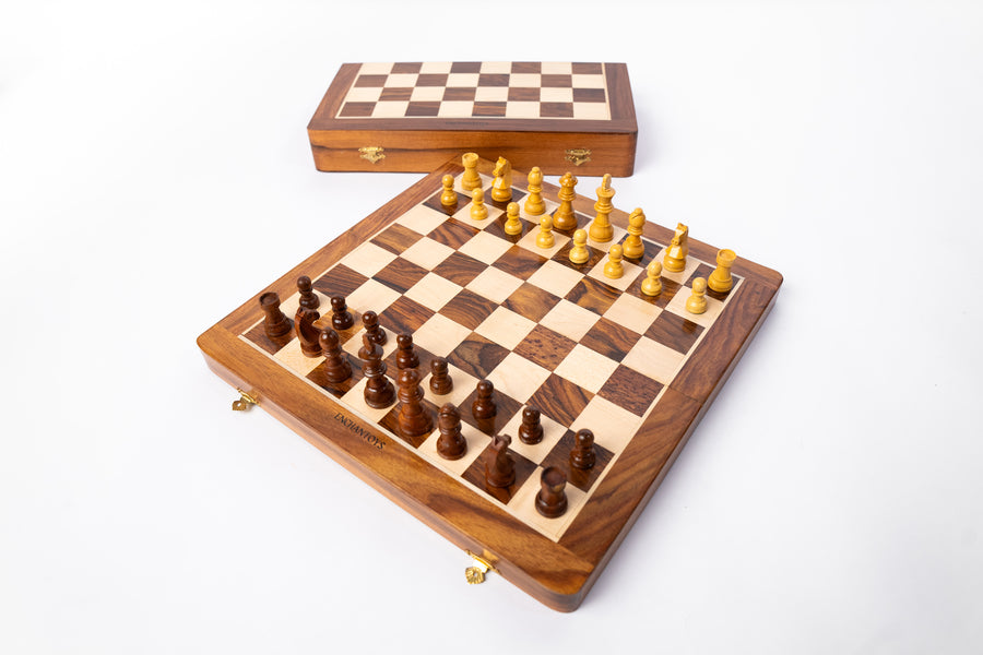 Buy Magnetic Wooden Chess Set – Luxe Folding Board with Drawers Online On Enchantoys