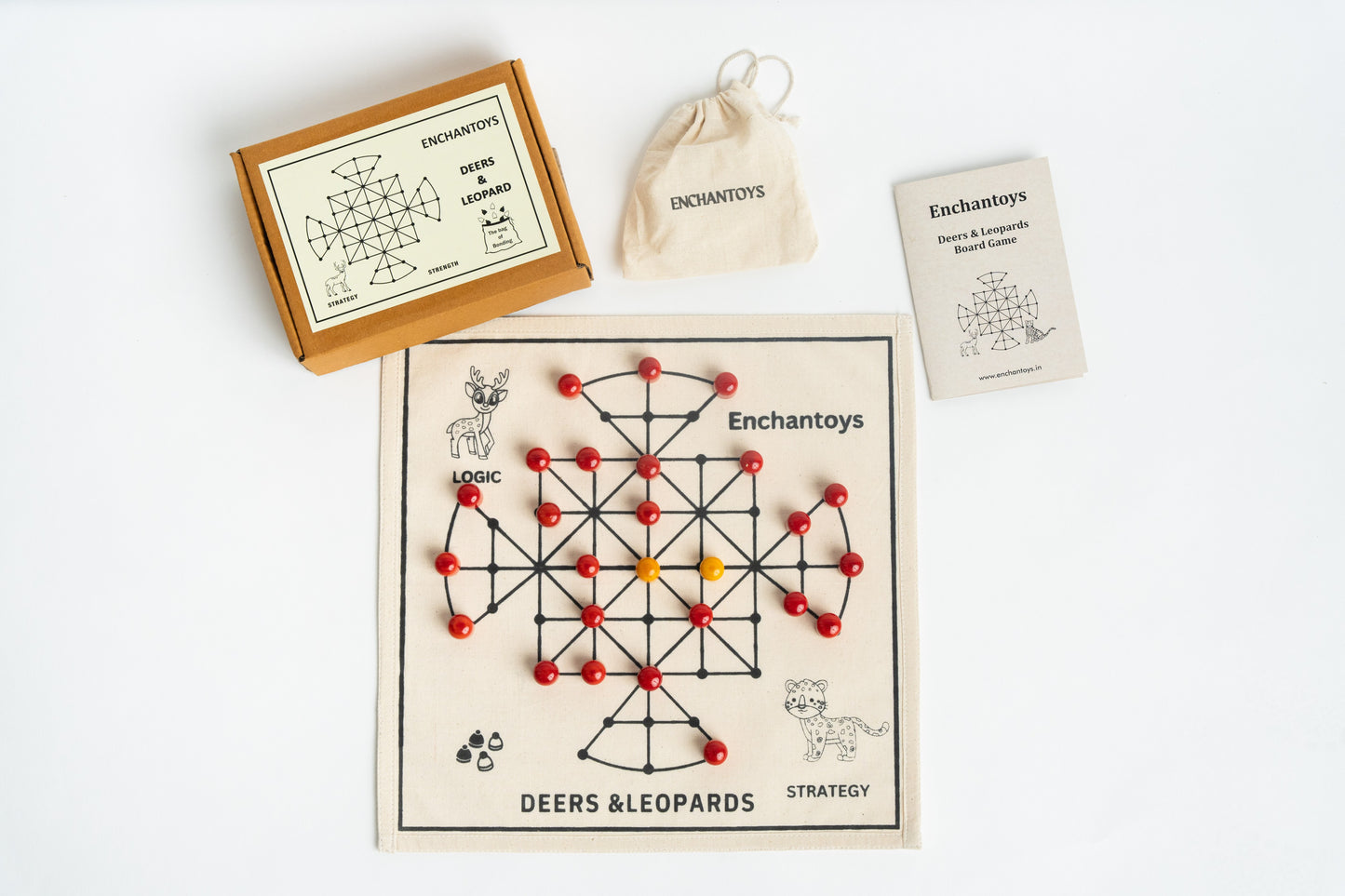 Buy Deers & Leopards Game – Cotton Cloth Indian Cultural Board Online On Enchantoys
