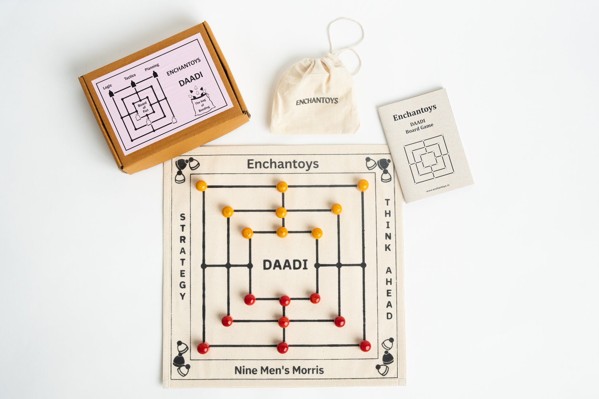 Buy Daadi Board Game–Cotton Cloth Navakankari/Nine Men’s Morris Online On Enchantoys