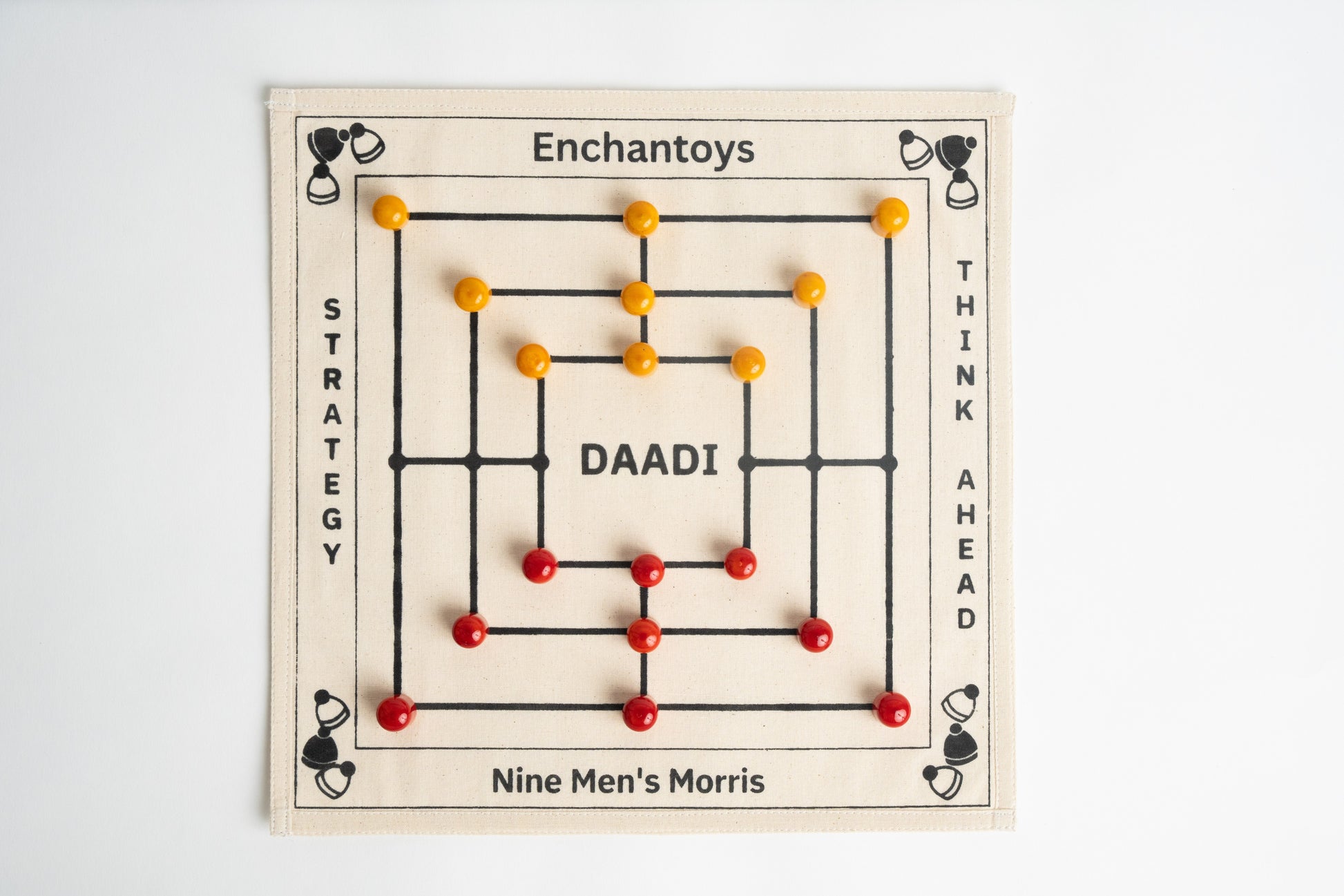 Buy Daadi Board Game–Cotton Cloth Navakankari/Nine Men’s Morris Online On Enchantoys