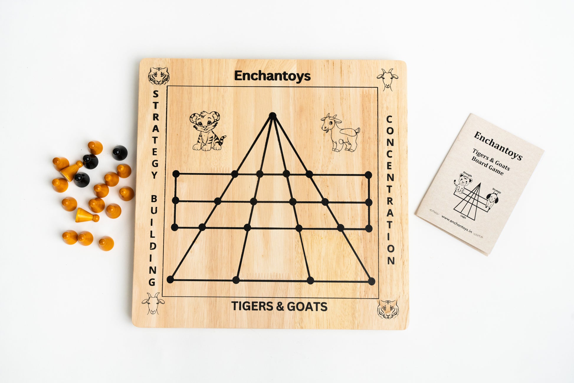 Buy Puli Meka (BaghChaal) – Wooden Peeta Indian Strategy Game Online On Enchantoys