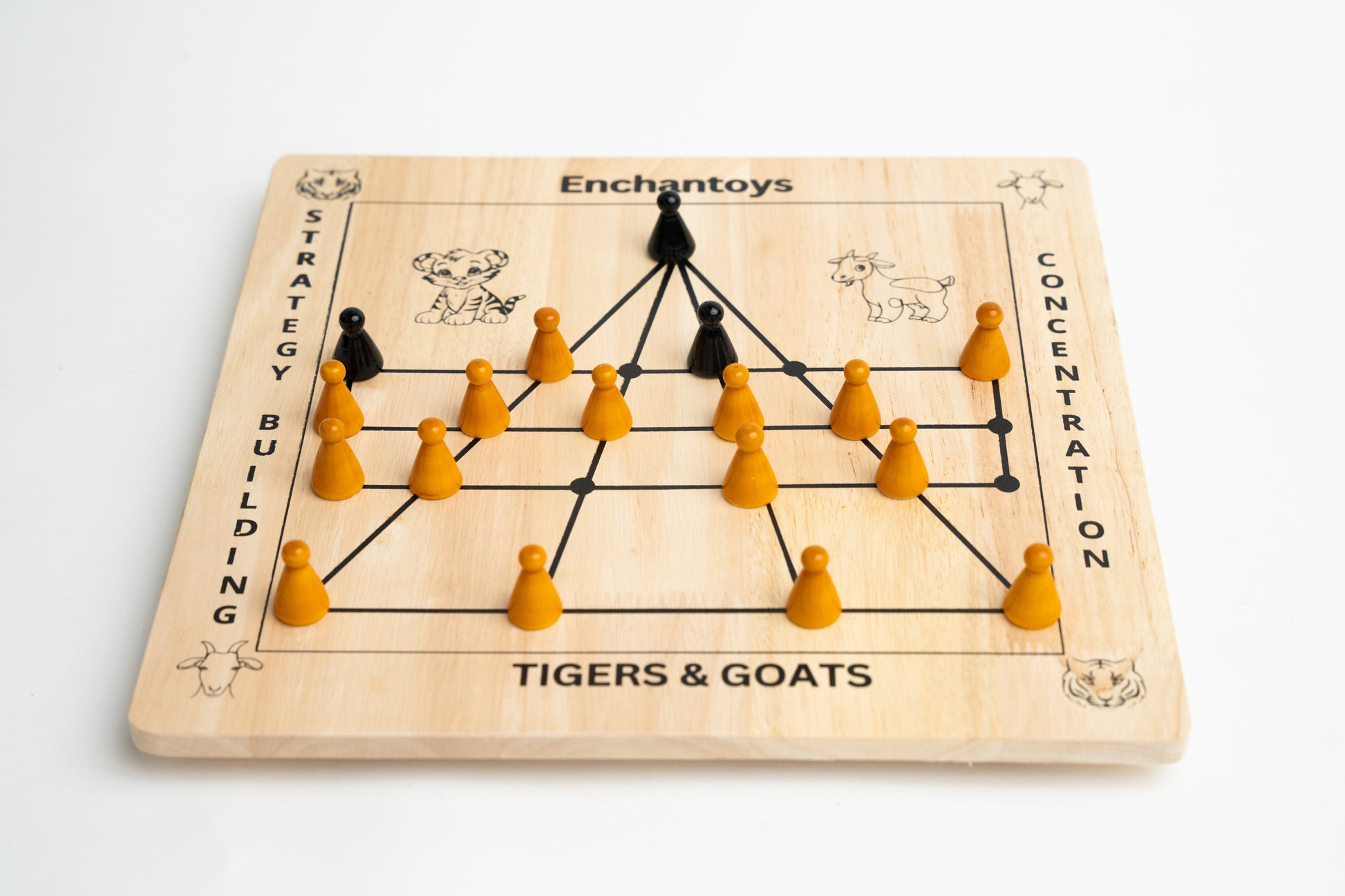 Buy Puli Meka (BaghChaal) – Wooden Peeta Indian Strategy Game Online On Enchantoys