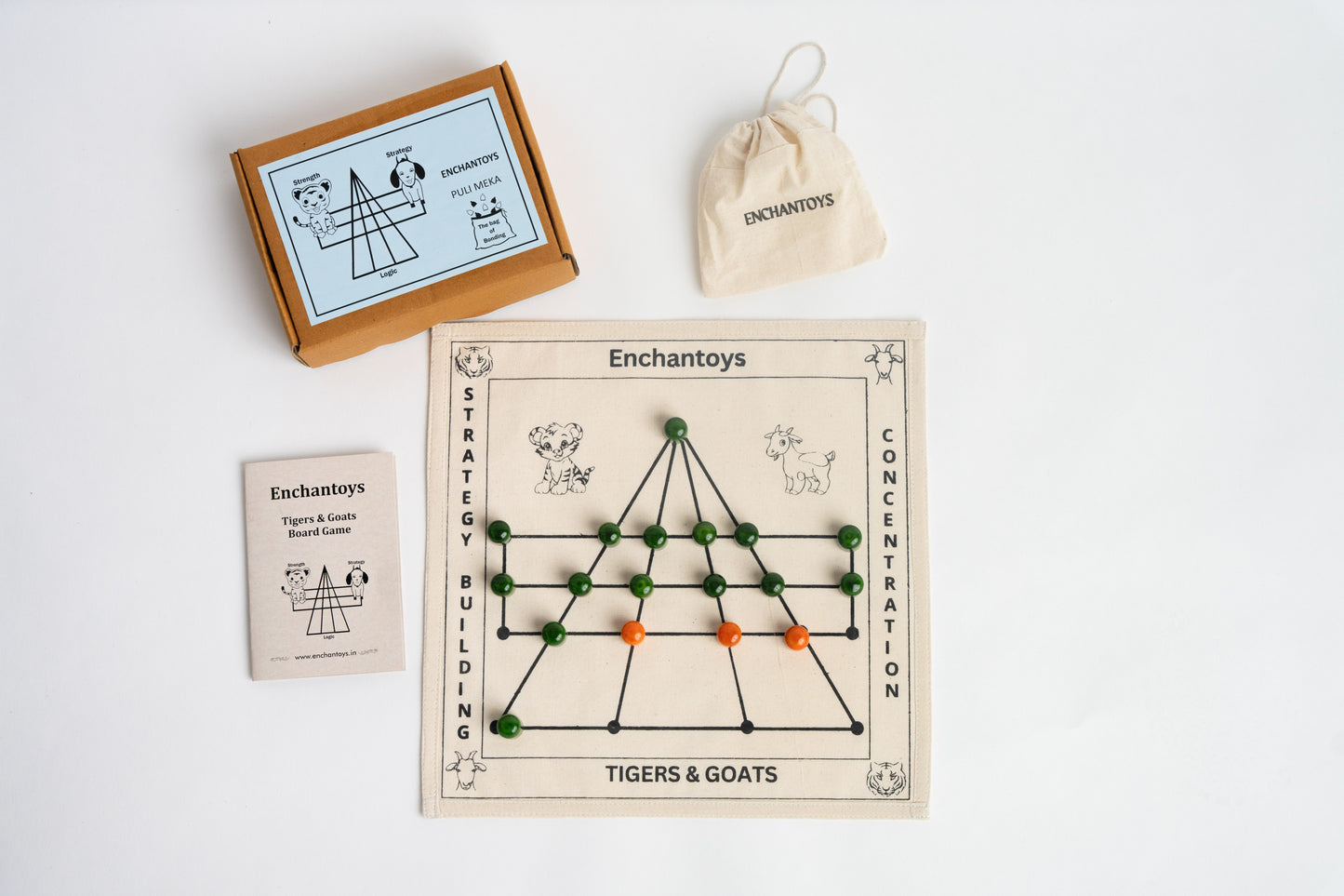 Buy Puli Meka (BaghChaal) – Cotton Cloth Indian Strategy Game Online On Enchantoys