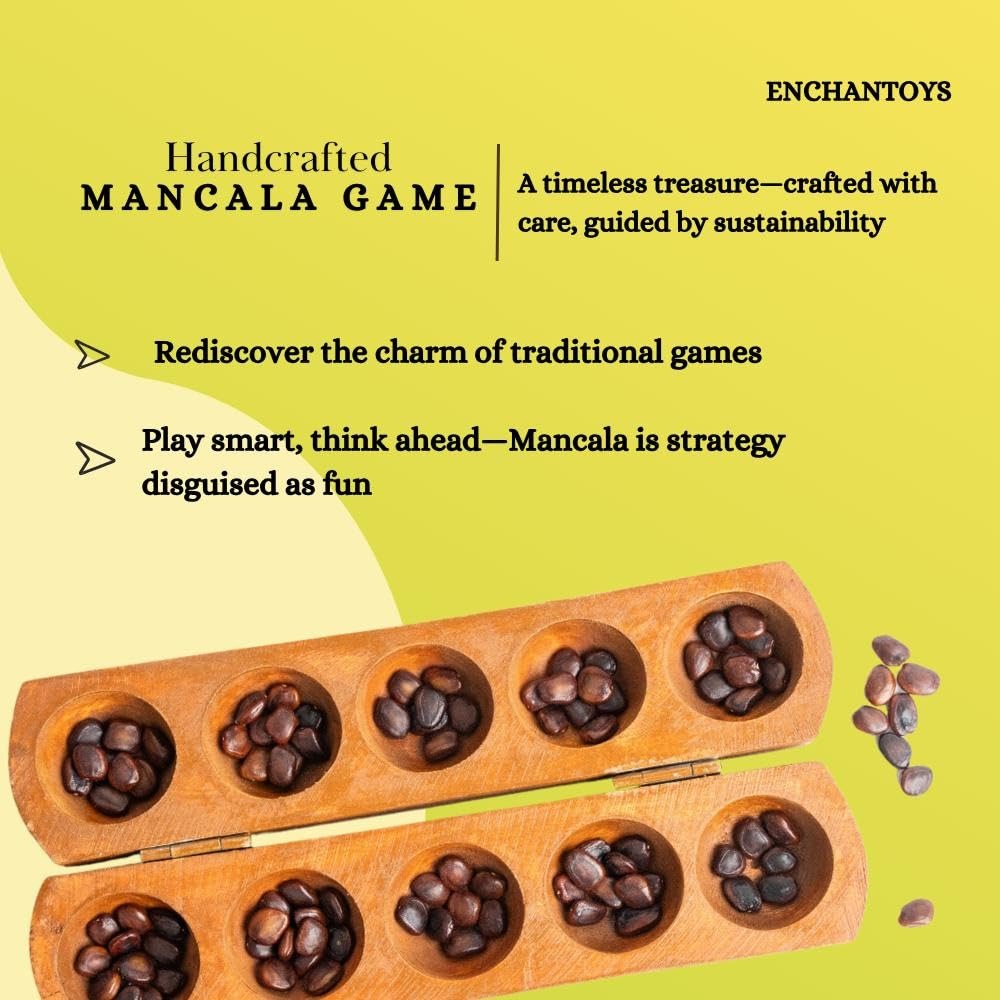 Buy Best Mancala 5-Pits Board – Handcrafted Solid Teak Game Online On Enchantoys
