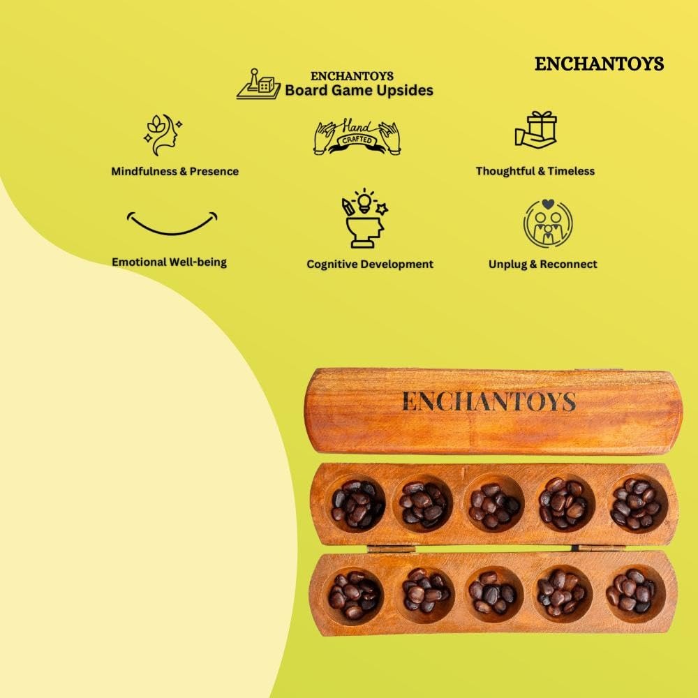 Enchantoys 5-pit Vamanaguntalu game, ideal for travel, quick learning, and logic play