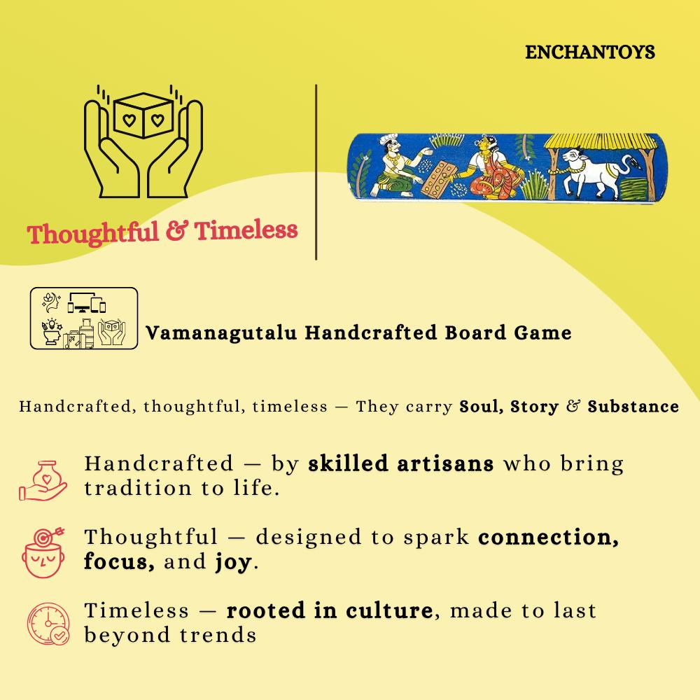 Buy Vamanaguntalu Board – Handcrafted Cheriyal Art (Blue) Online On Enchantoys