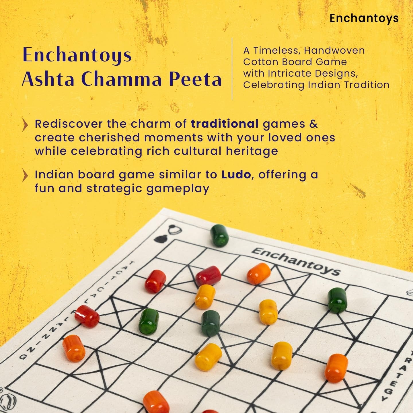 Buy Ashta Chamma - Handcrafted Traditional Indian Board Game Online On Enchantoys
