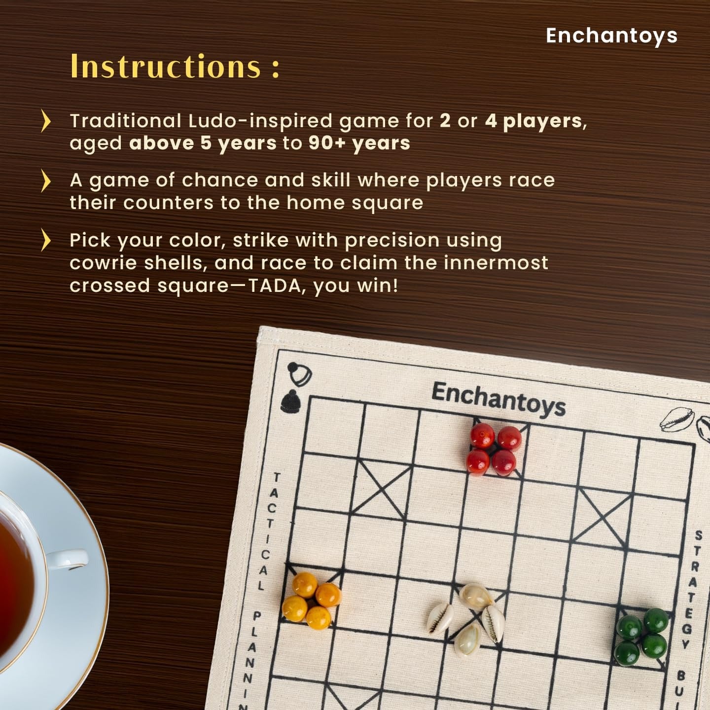 Buy Ashta Chamma - Handcrafted Traditional Indian Board Game Online On Enchantoys