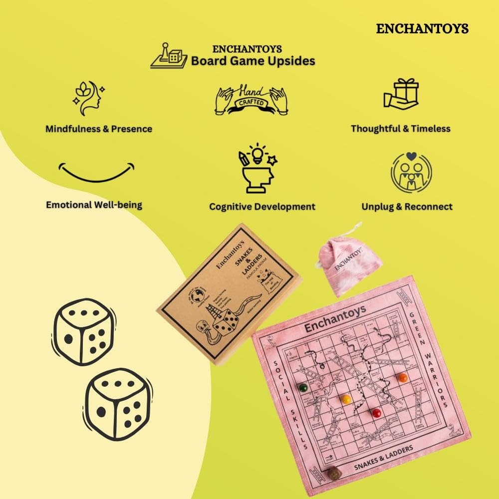 Buy Snakes & Ladders – Best Raw Silk Indian Classic Board Game Online On Enchantoys