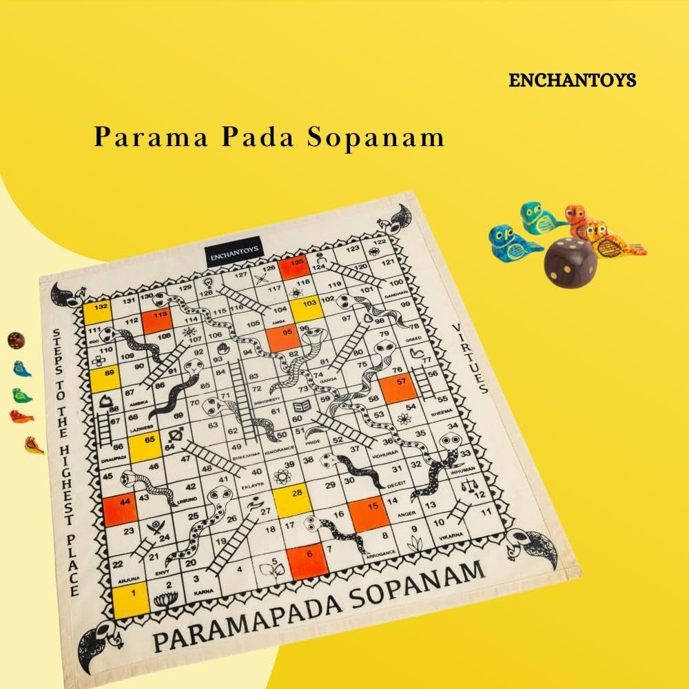 Buy Paramapadasopanam–Traditional Snakes & Ladders Indian Board Online On Enchantoys