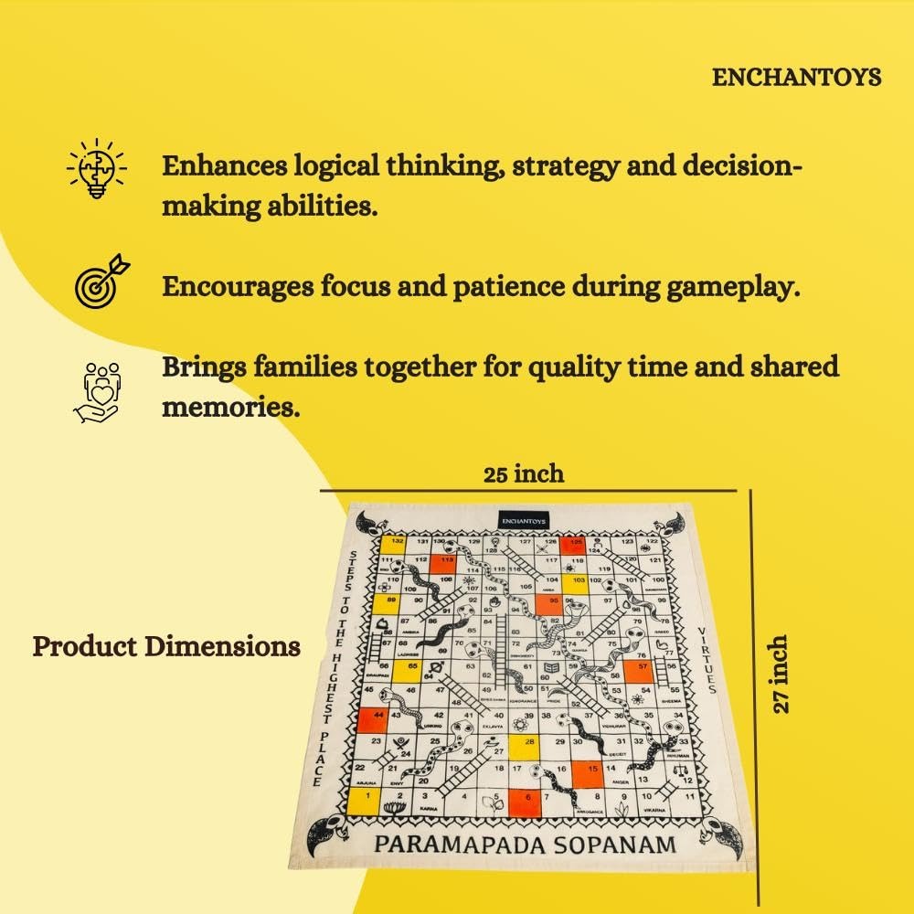 Buy Paramapadasopanam–Traditional Snakes & Ladders Indian Board Online On Enchantoys