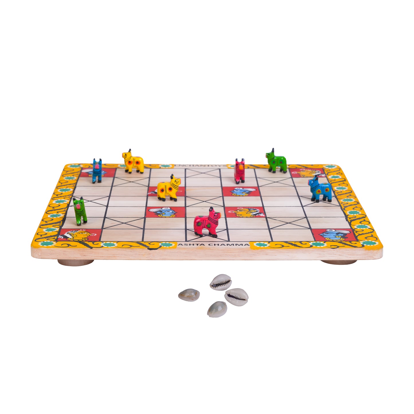 Buy Ashta Chamma Peeta Board – Handpainted with Horse Coins Online On Enchantoys