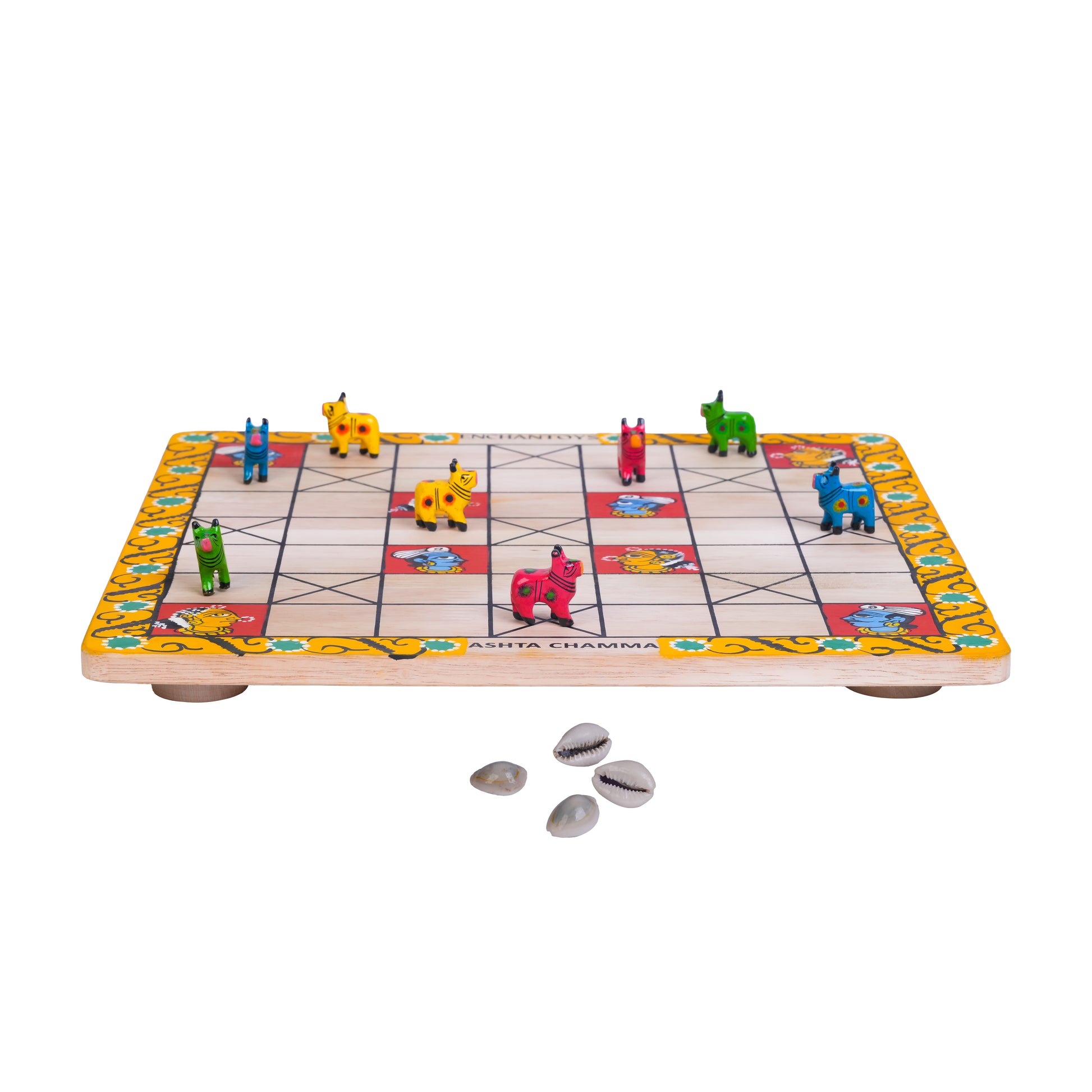 Buy Ashta Chamma Peeta Board – Handpainted with Horse Coins Online On Enchantoys