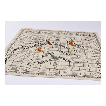 Enchnatoys Vaikunta Pali Cotton  Cloth Board Game(Telugu version)| Indian Snakes & Ladders|Mokshapatam|