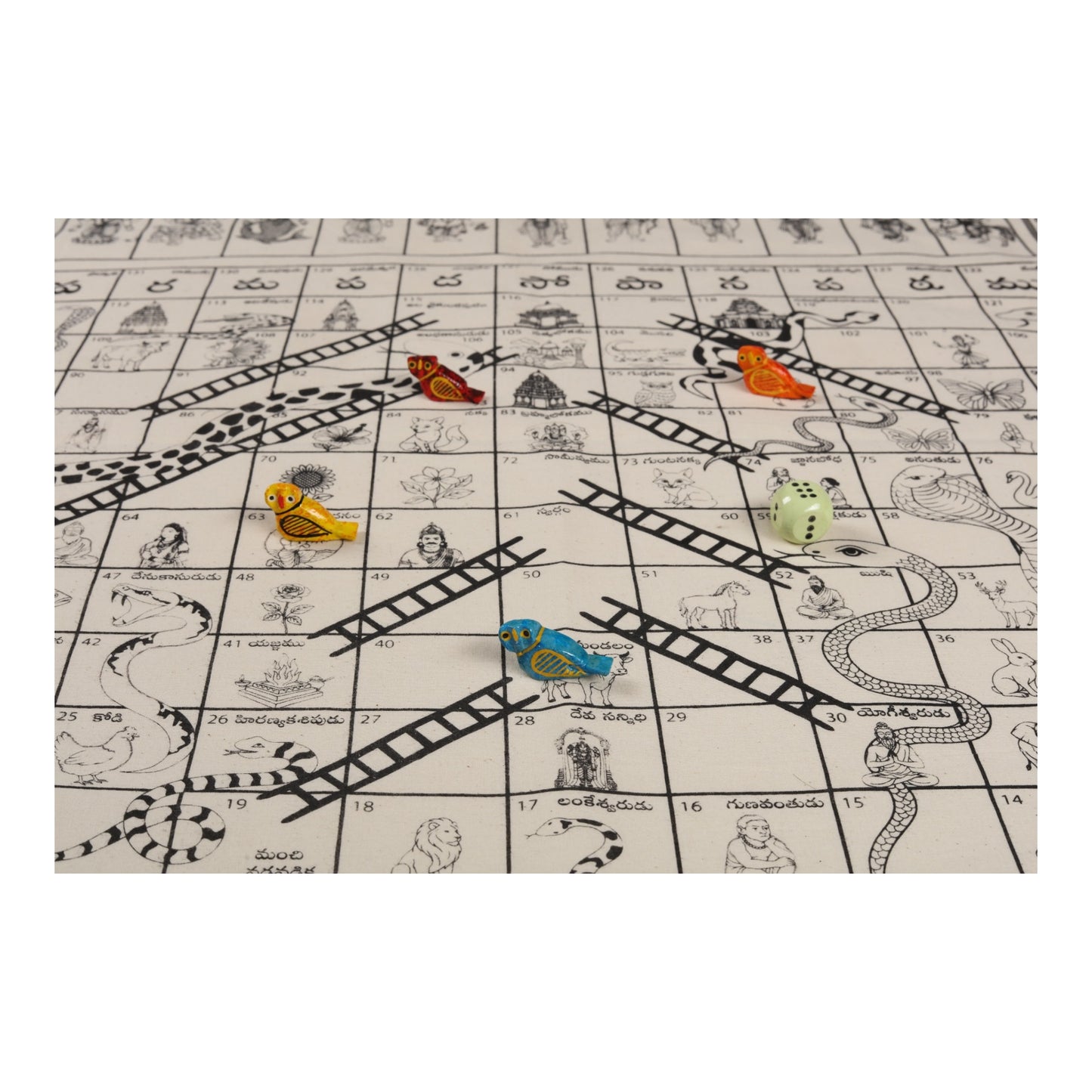 Enchnatoys Vaikunta Pali Cotton  Cloth Board Game(Telugu version)| Indian Snakes & Ladders|Mokshapatam|