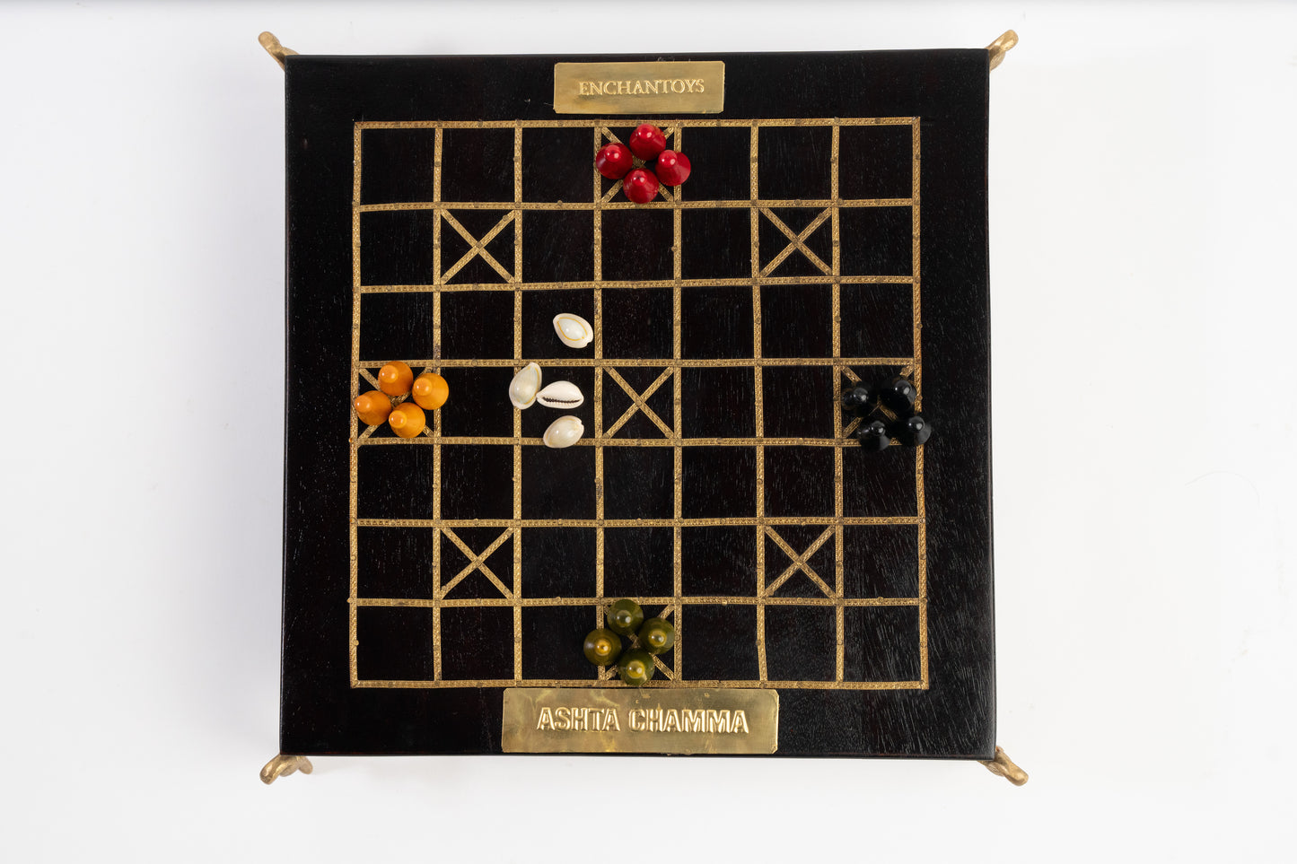 Buy Ashta Chamma Brass Inlay Board– Chowka Bara/Katta Mane/Ludo Online On Enchantoys