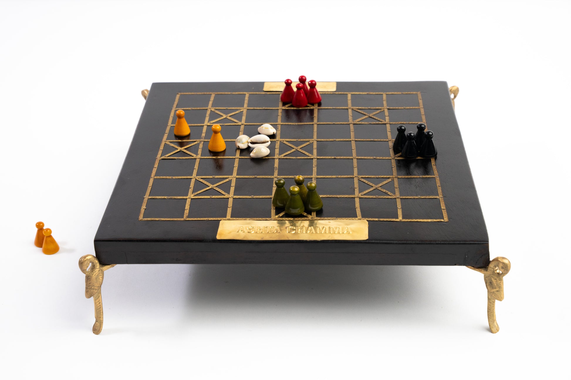 Buy Ashta Chamma Brass Inlay Board– Chowka Bara/Katta Mane/Ludo Online On Enchantoys