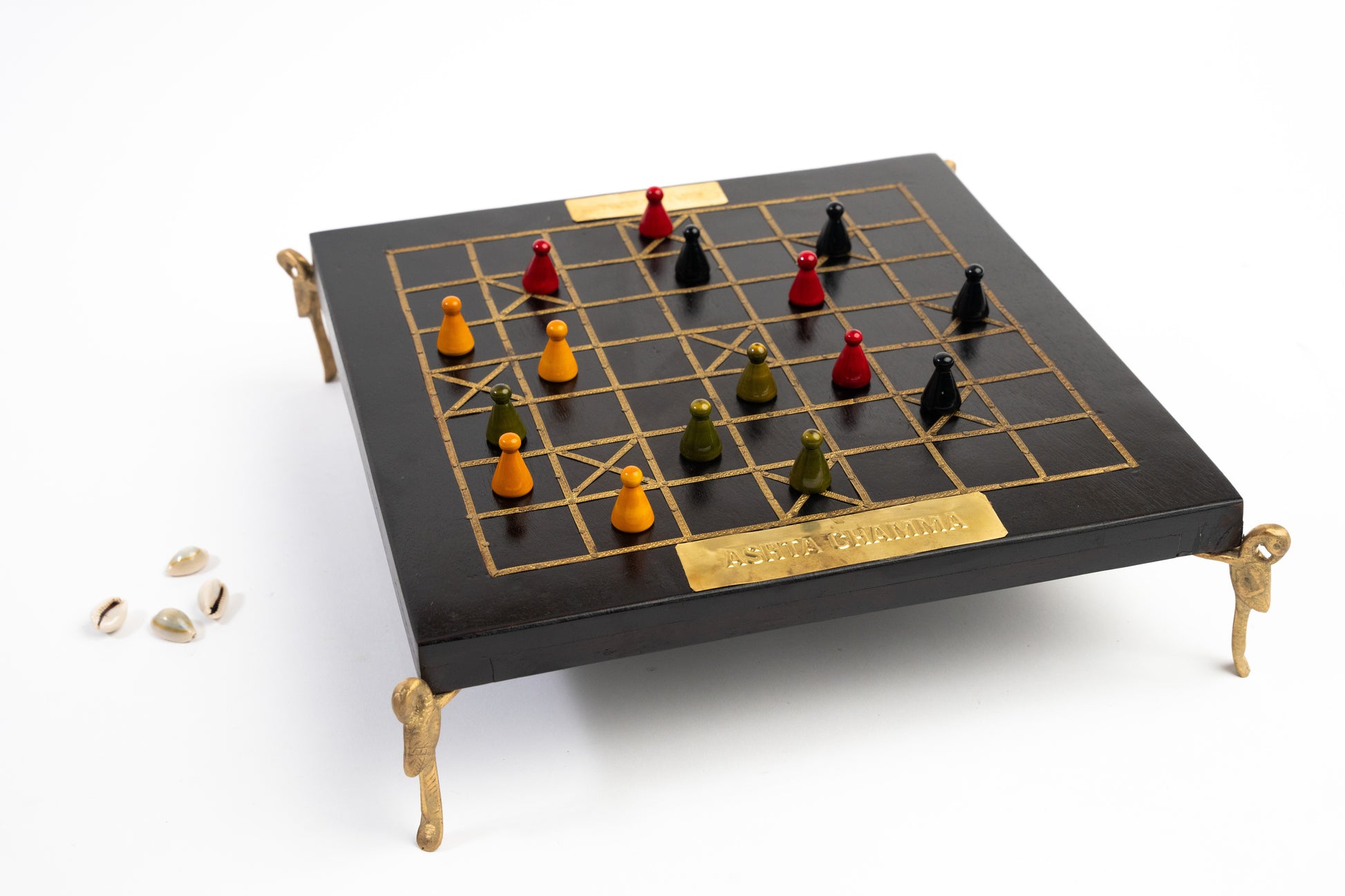 Buy Ashta Chamma Brass Inlay Board– Chowka Bara/Katta Mane/Ludo Online On Enchantoys