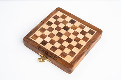 Buy Magnetic Wooden Chess Set– Viral Mini Folding Travel Board Online On Enchantoys