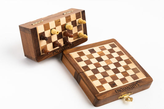 Buy Magnetic Wooden Chess Set– Viral Mini Folding Travel Board Online On Enchantoys