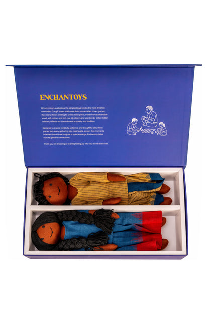 Enchantoys Haru & Vaaru – Handmade Fabric Brown Dolls for Children| Safe, Soft & Perfect for Gifting