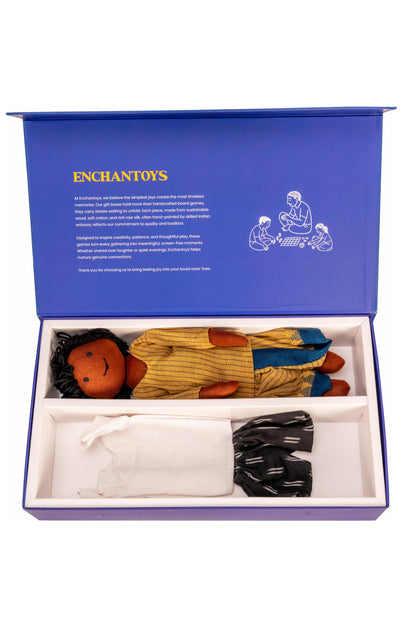 Enchantoys Vaaru – Handmade Brown  Fabric Doll for Boys | Safe, Soft & Eco-Friendly Toy