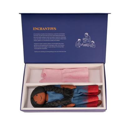 Enchantoys Haru – Handmade Fabric Brown Doll for Girls | Safe, Soft & Eco-Friendly Toy