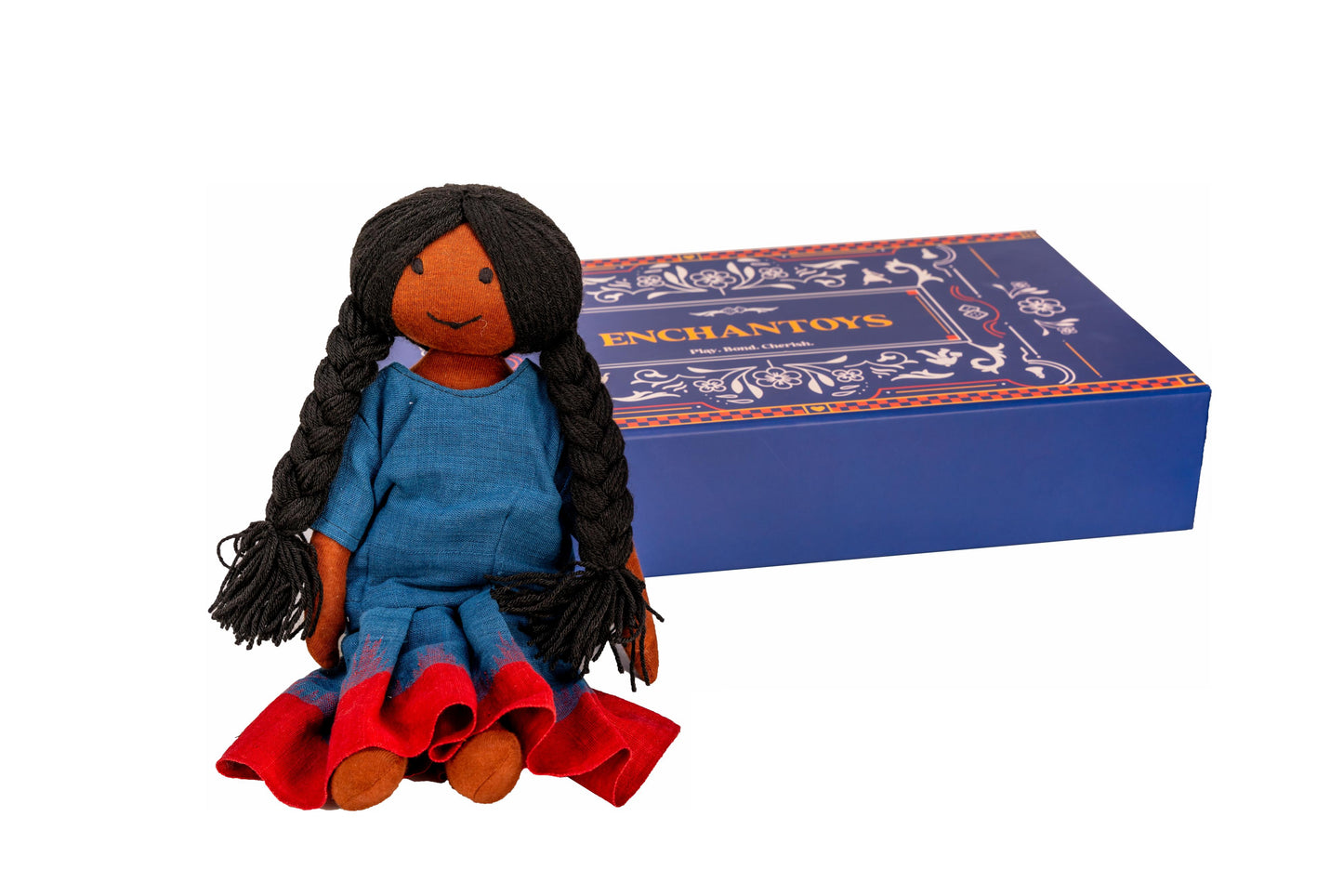 Enchantoys Haru – Handmade Fabric Brown Doll for Girls | Safe, Soft & Eco-Friendly Toy