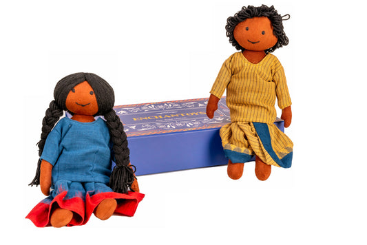 Enchantoys Haaru & Vaaru – Handmade Fabric Brown Dolls for Children| Safe, Soft & Perfect for Gifting