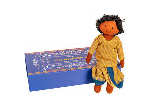 Enchantoys Vaaru – Handmade Brown  Fabric Doll for Boys | Safe, Soft & Eco-Friendly Toy