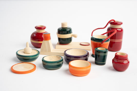 Buy Natural Wooden Kitchen Set – Handcrafted Pretend Play Toy Online On Enchantoys