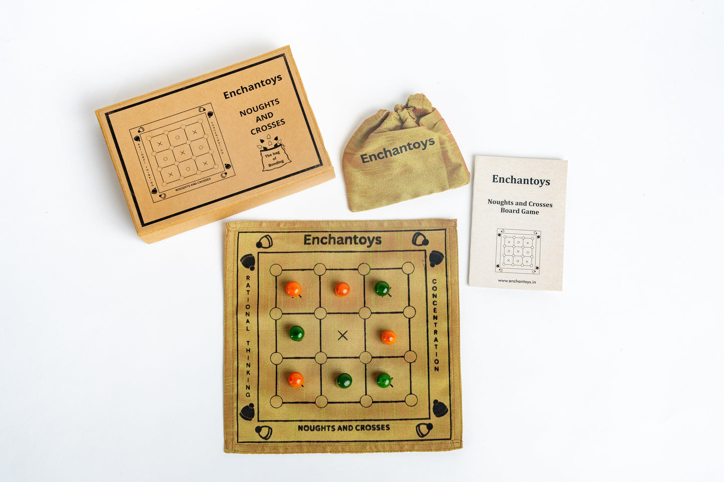 Buy Noughts and Crosses – Raw Silk Indian Tic-Tac-Toe Game Online On Enchantoys 
