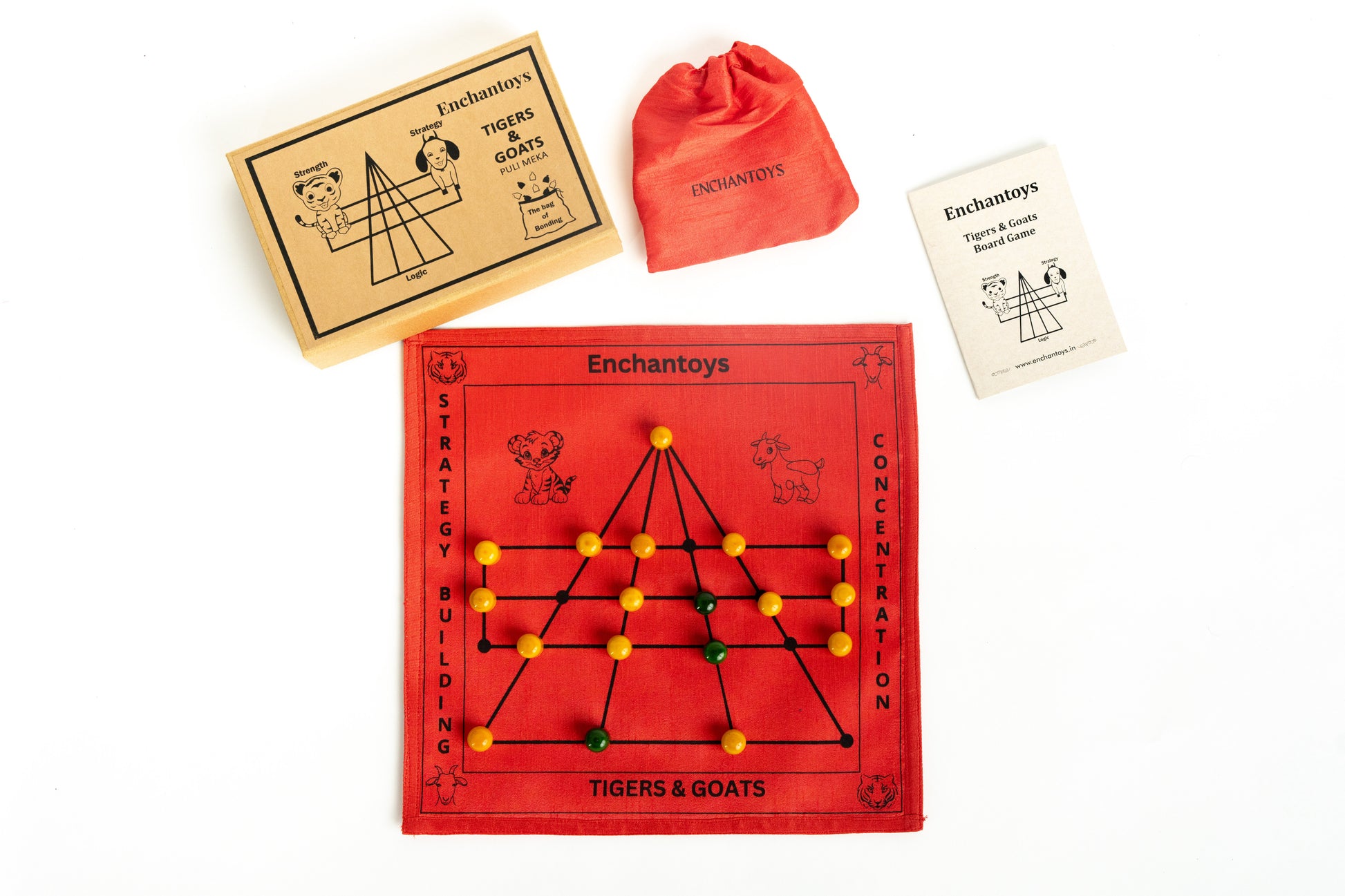 Buy Puli Meka (BaghChaal) – Best Raw Silk Indian Strategy Game Online On Enchantoys 