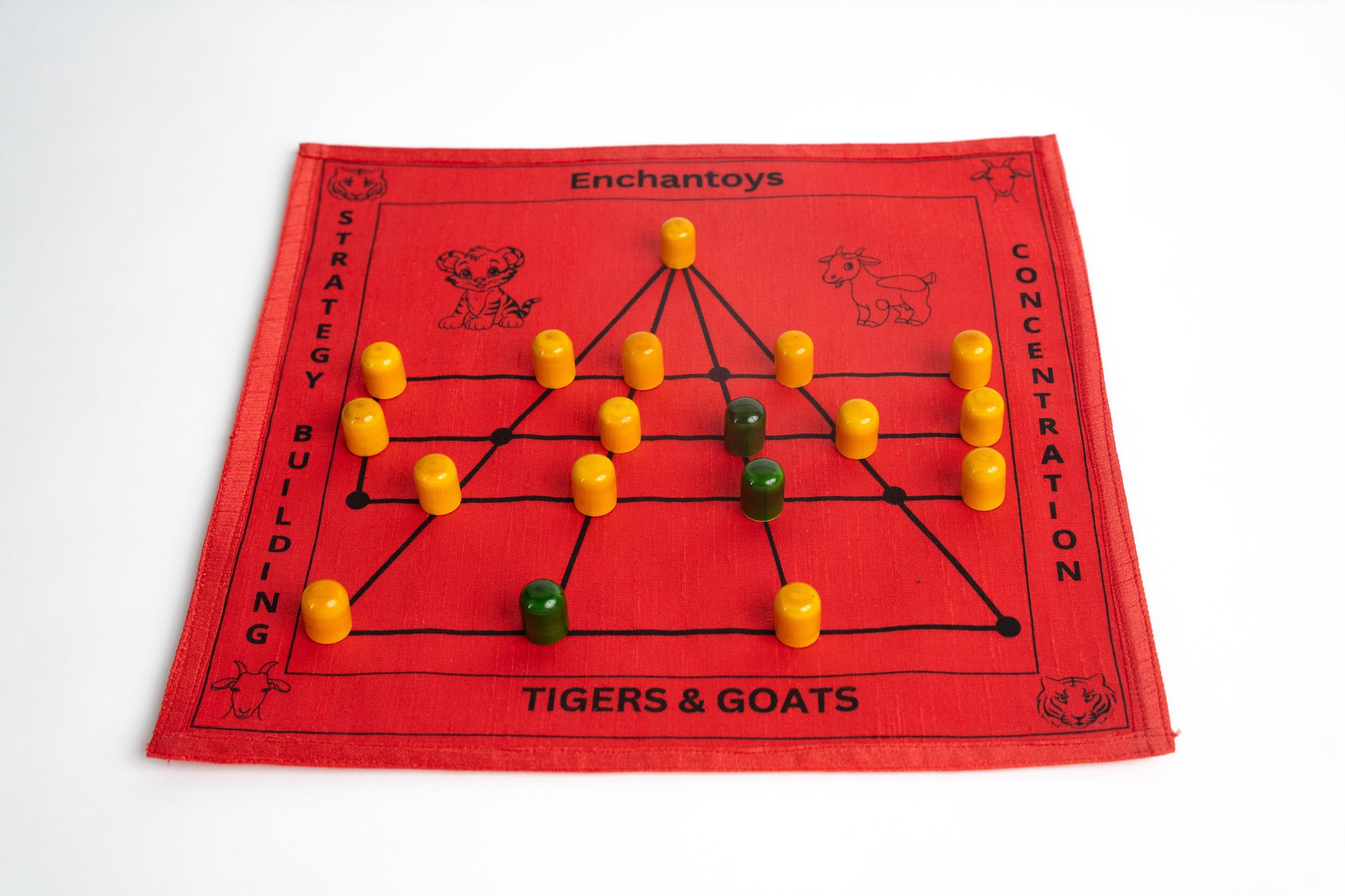 Buy Puli Meka (BaghChaal) – Best Raw Silk Indian Strategy Game Online On Enchantoys 