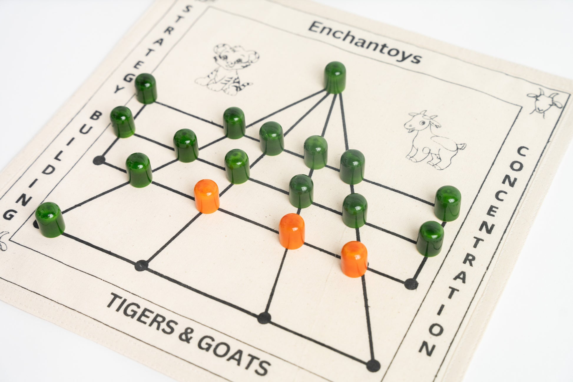 Buy Puli Meka (BaghChaal) – Cotton Cloth Indian Strategy Game Online On Enchantoys