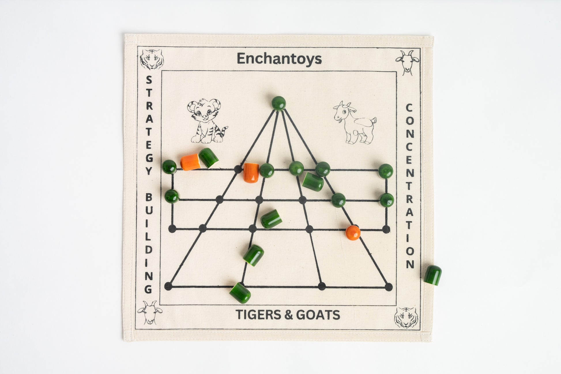 Buy Puli Meka (BaghChaal) – Cotton Cloth Indian Strategy Game Online On Enchantoys