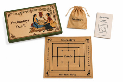Daadi Board Game on Cotton Fabric – Handcrafted, Eco-Friendly Traditional Indian Strategy Game for All Ages