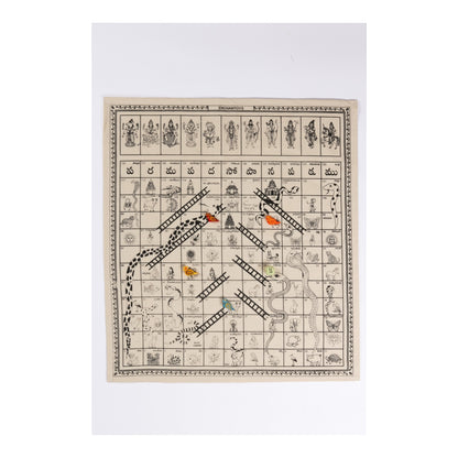Enchnatoys Vaikunta Pali Cotton  Cloth Board Game(Telugu version)| Indian Snakes & Ladders|Mokshapatam|
