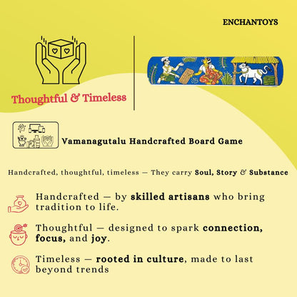 Buy Vamanaguntalu Board – Handcrafted Cheriyal Art (Blue) Online On Enchantoys