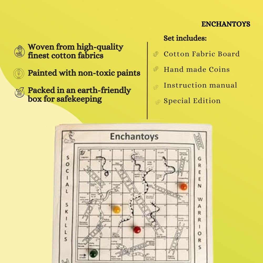 Buy Snakes & Ladders Cotton Cloth– Saanp Seedhi Eco-Board Game Online On Enchantoys