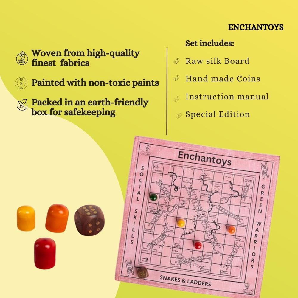 Buy Snakes & Ladders – Best Raw Silk Indian Classic Board Game Online On Enchantoys