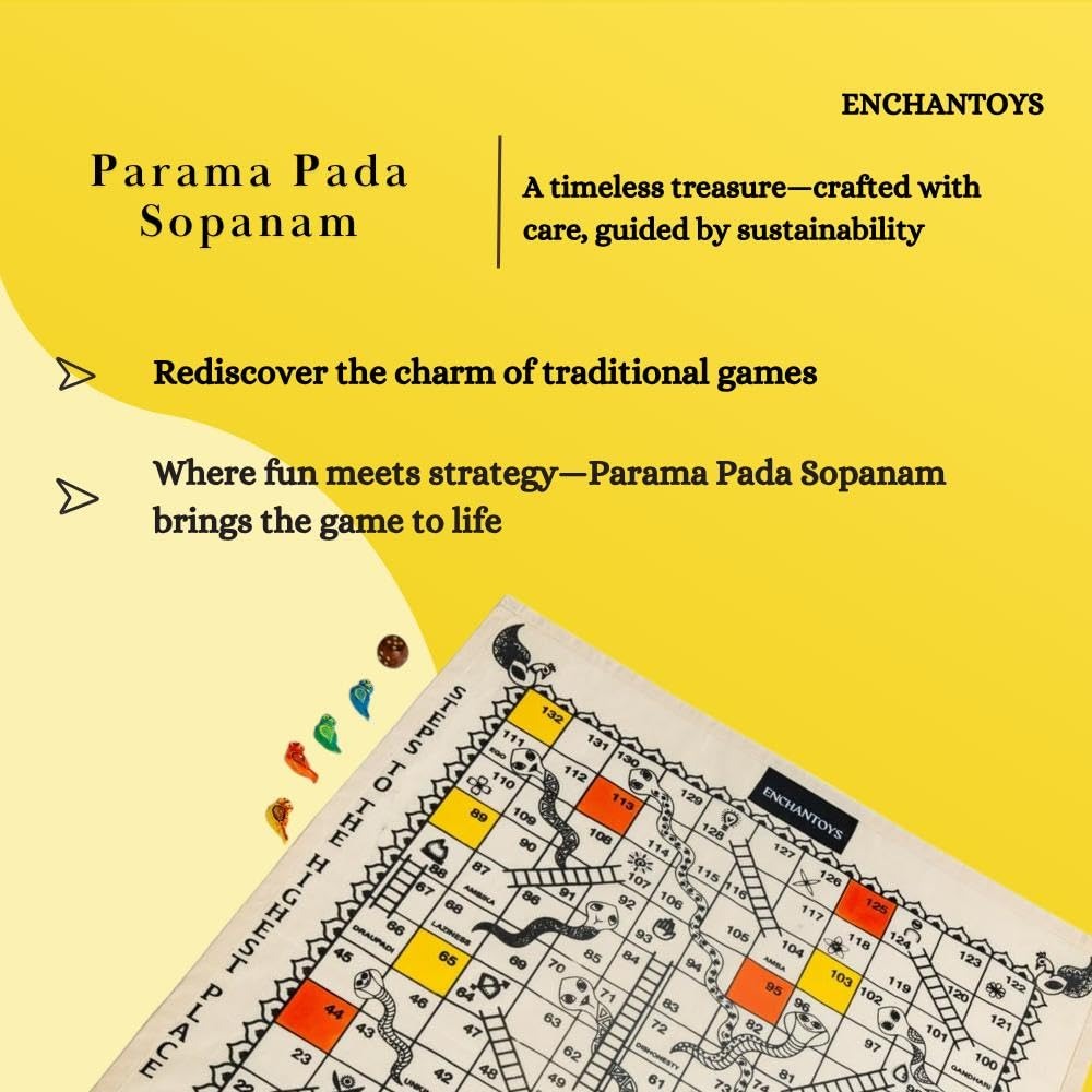 Buy Paramapadasopanam–Traditional Snakes & Ladders Indian Board Online On Enchantoys 