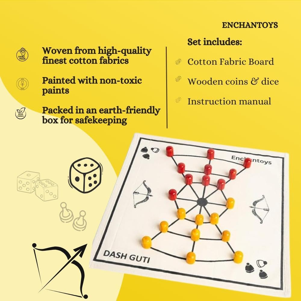 Buy Dash Gutti Board Game–Cotton Fabric Indian War Strategy Set Online On Enchantoys
