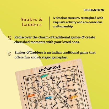 Buy Snakes & Ladders Wooden Board – Premium Handcrafted Game Online On Enchantoys 