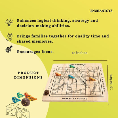 Buy Snakes & Ladders Wooden Board – Premium Handcrafted Game Online On Enchantoys