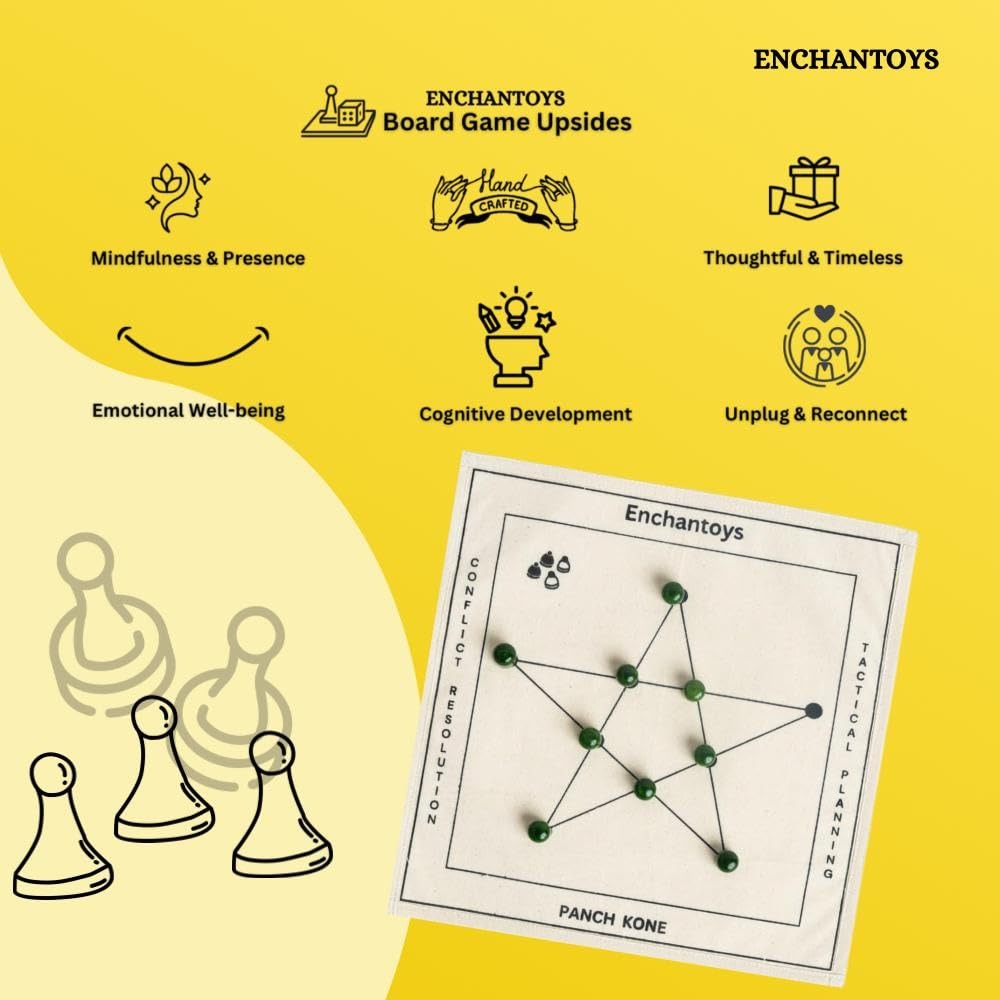Buy Panch Kone Strategy Board Game – Portable Cotton Cloth Online On Enchantoys